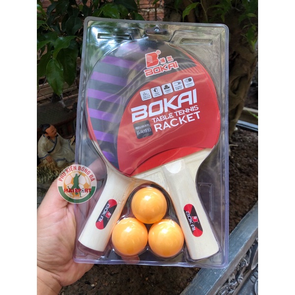 Bộ 2 Vợt bóng bàn BOKAI -Kèm 3 quả bóng -Dành cho người mới tập chơi