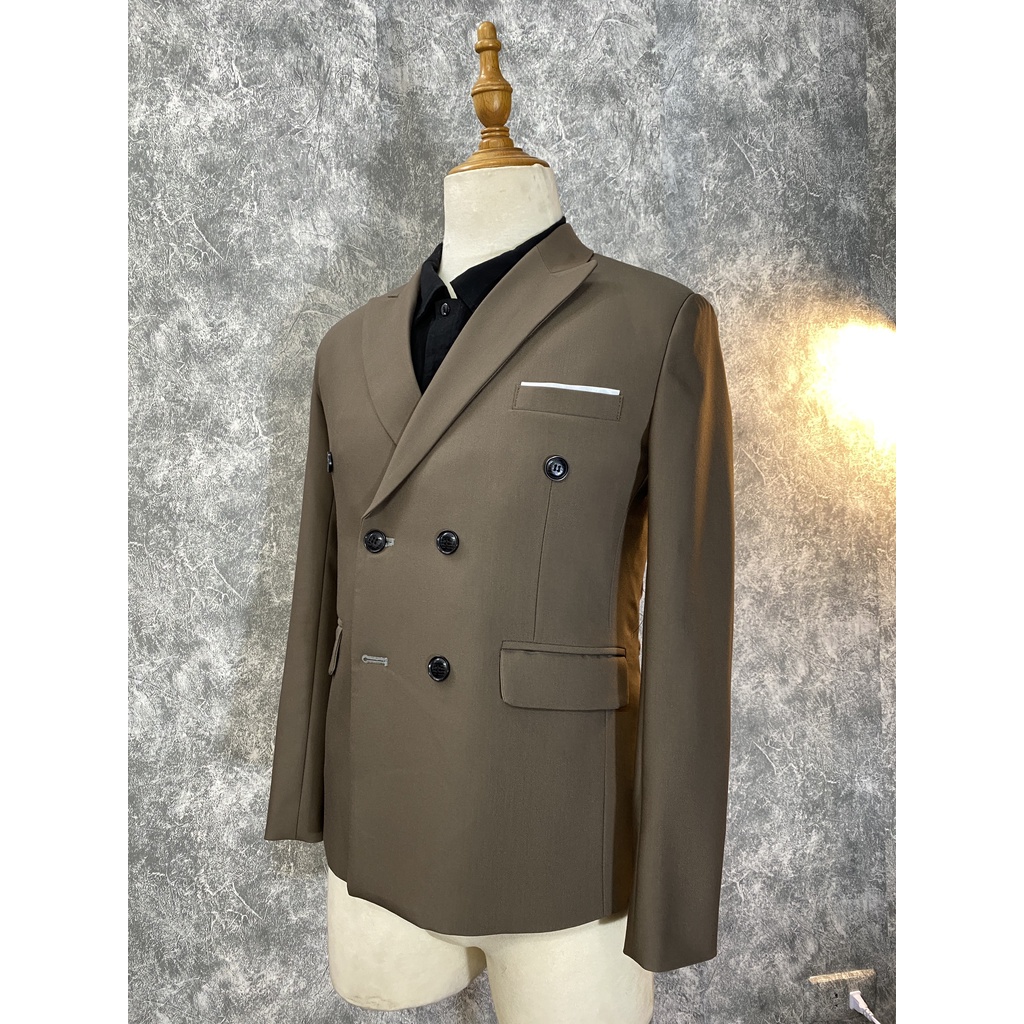 Vest nam Blazer Hàn Quốc,Vest Suit Thanh lịch trẻ trung mẫu 2 cúc màu nâu tây