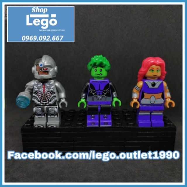 Xếp hình Young Justice League Teen Titans Robin - Cyborg - Beast Boy
- Starfire
- Raven Lego Minifigures Kopf KF6049