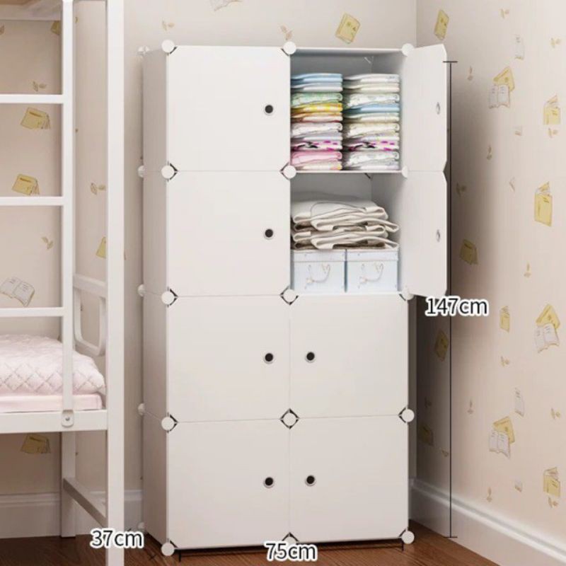 TỦ NHỰA QUẦN ÁO LẮP GHÉP 8 Ô TẶNG THANH TREO