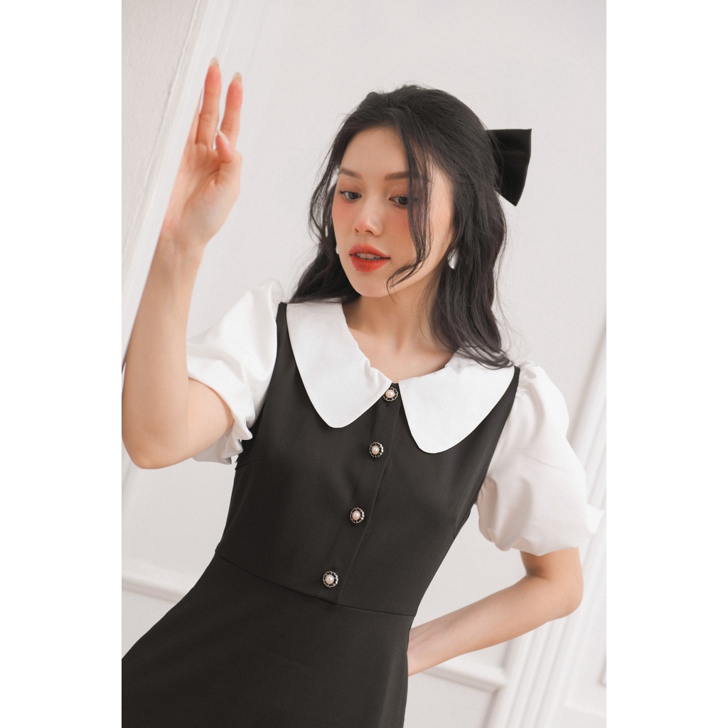 Đầm công sở nữ MOMOCO dáng xuông tay cộc cổ sen chất liệu cao cấp M2899