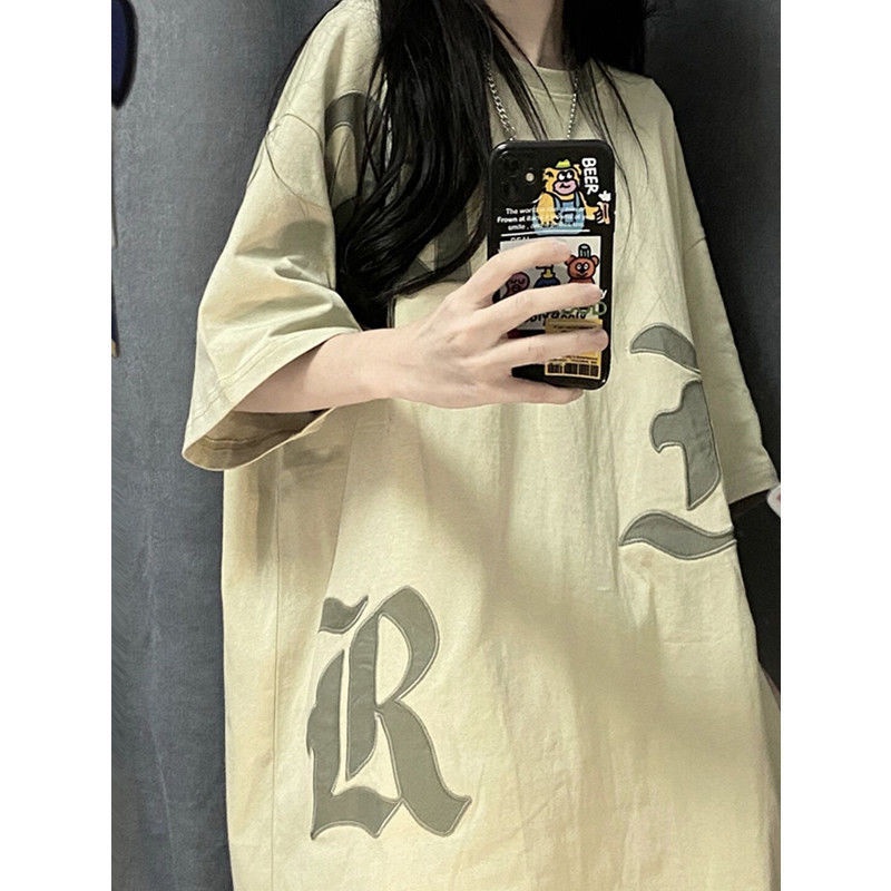 Jiashucheng Áo Thun Cotton Nguyên Chất Tay Ngắn Thêu Họa Tiết Phong Cách Âu Mỹ Thời Trang Mùa Hè Dễ Phối Đồ