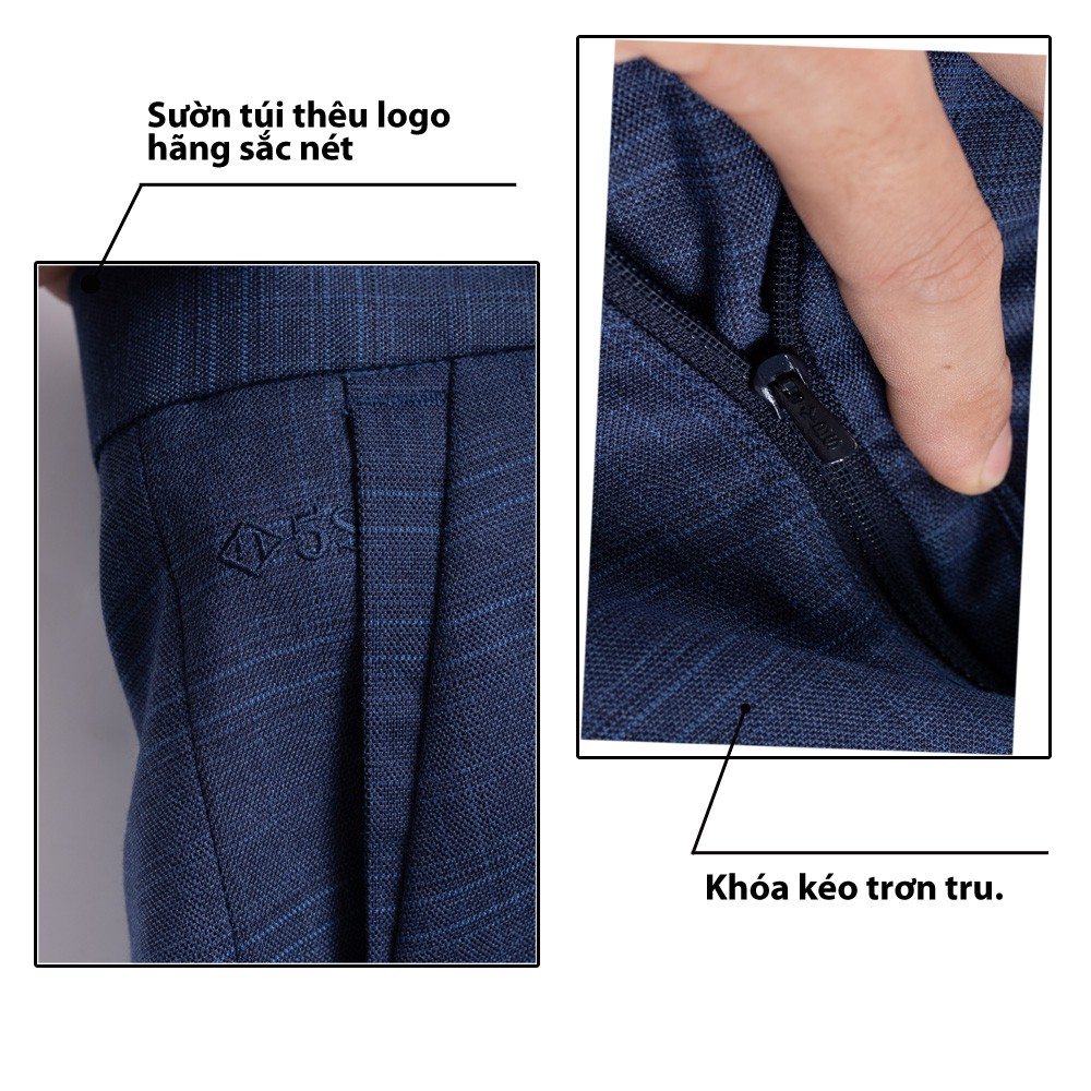Quần Tây Nam 5S Họa Tiết Kẻ Caro Màu Xanh Đậm, Dáng Ôm Vừa, Ít Nhăn, Thoáng Mát, Co Giãn Nhẹ (QAU0402S1XDM) | BigBuy360 - bigbuy360.vn