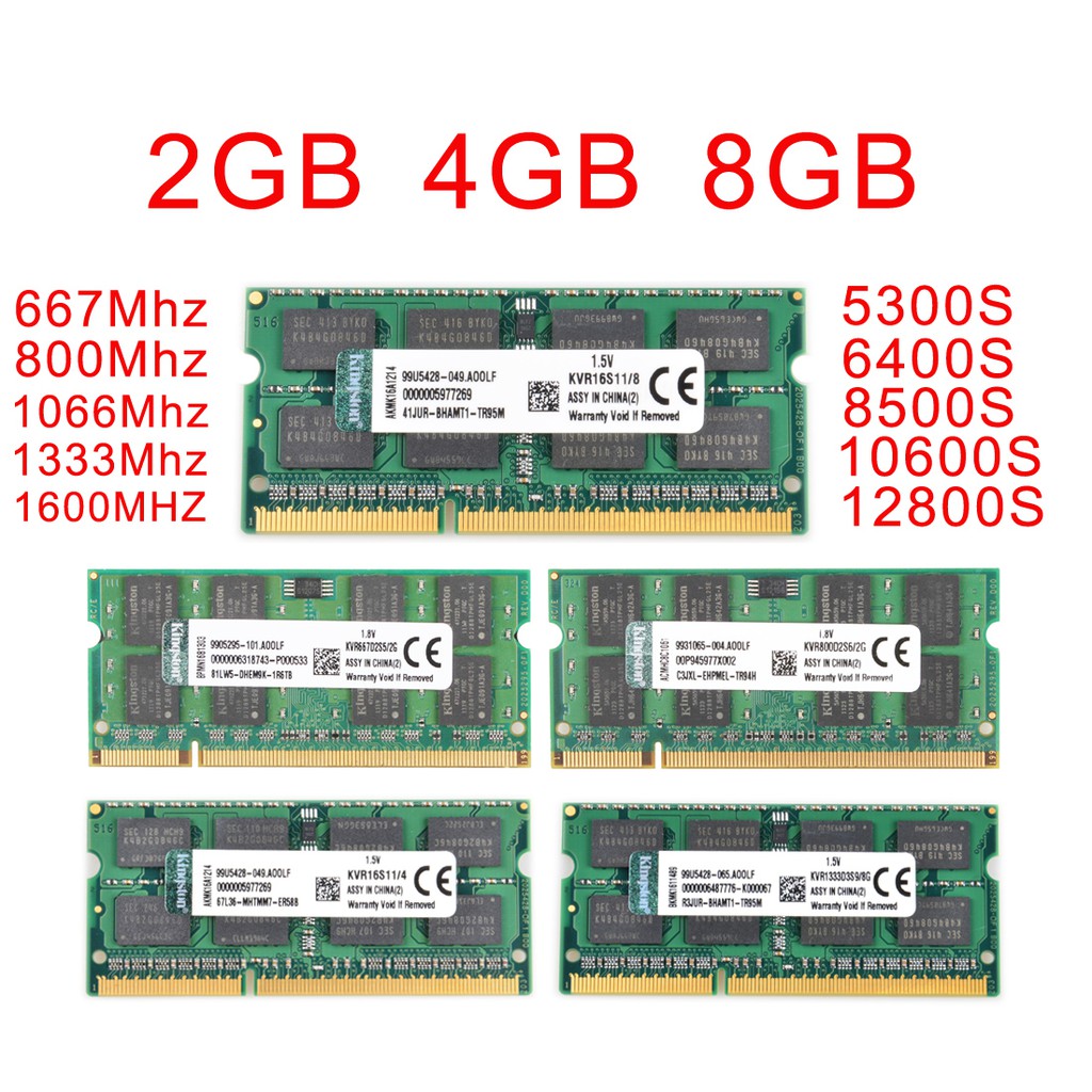 Kingston Túi Đựng Laptop 2GB / 4GB / 8GB PC2 PC3 5300S 6400S 10600S 12800S 12800 DDR2 DDR3 DDR3L 800 / 133 / 1600MHz