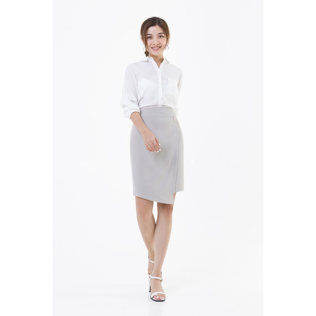 Chân váy vạt lệch GBT011 LAMER L62T19Q002-S1800 (Be) | BigBuy360 - bigbuy360.vn