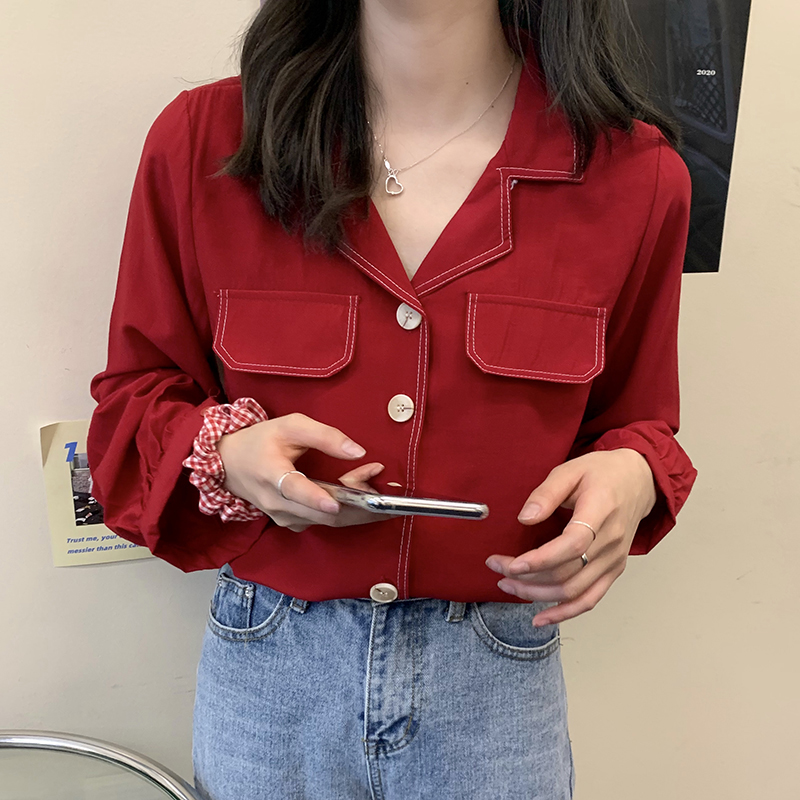 SUXI Áo Nữ Tay Dài Cổ Chữ V Thời Trang Quyến Rũ