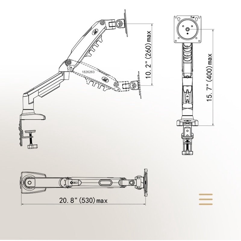 Arm treo màn hình máy tính dùng cho màn hình không có lỗ bắt vít 17-27 inch, tải 9kg, xoay 360 độ
