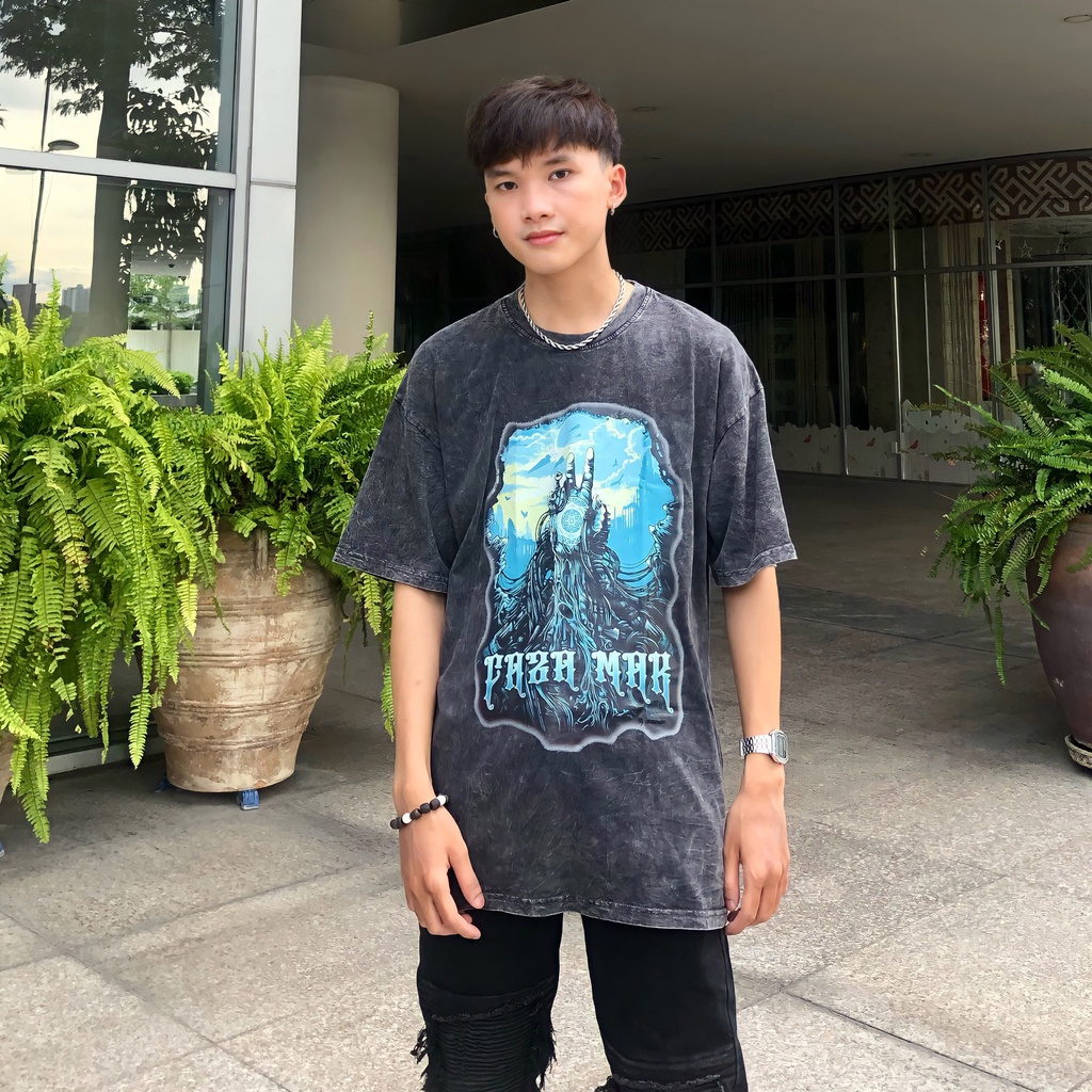 ÁO THUN TEE WASH STYLE BỤI BẶM XÁM ĐẬM (AT10)