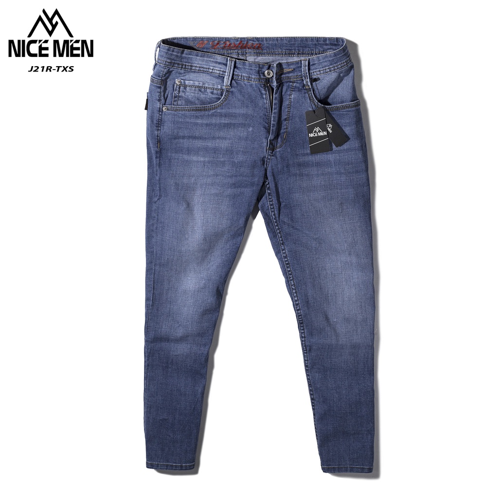 Quần Jeans Nam Nicemen Streetwear Cao Cấp Xanh Đen Trơn - Form Ống Suông - Jeans Thun Co Giãn,Mềm Mịn, Thoái Mái Khi Mặc