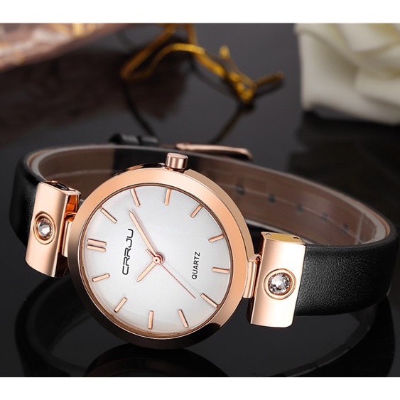 CRRJU Women's Watch Fashion Casual Leather Quartz Waterproof 2118 L