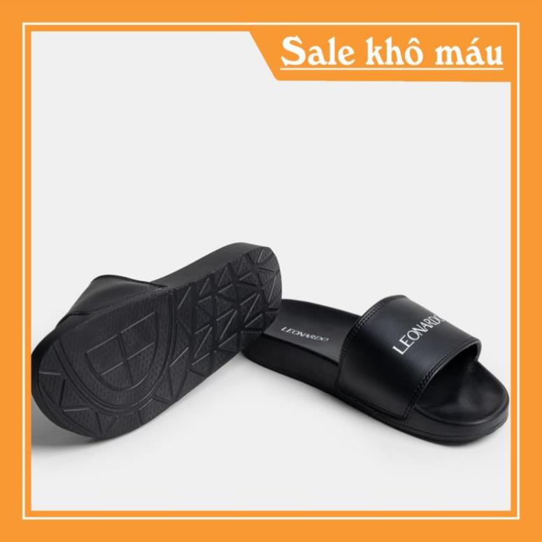 Dép sandal nam quai ngang Leo Black Slides thương hiệu Leonardo -new221