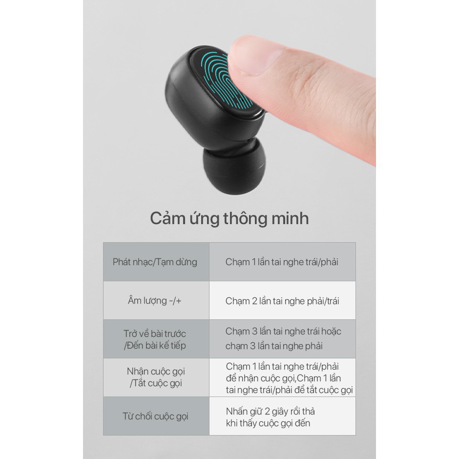 Tai Nghe Không Dây True Wireless ROBOT Airbuds T20 Bluetooth 5.0 - Chống Nước IPX4 - Play Time Lên Đến 12h - BH 12 THÁNG