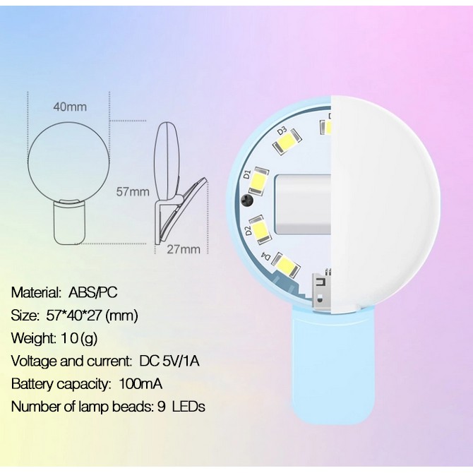 Đèn Led mini hỗ trợ chụp ảnh thời trang gắn điện thoại di động