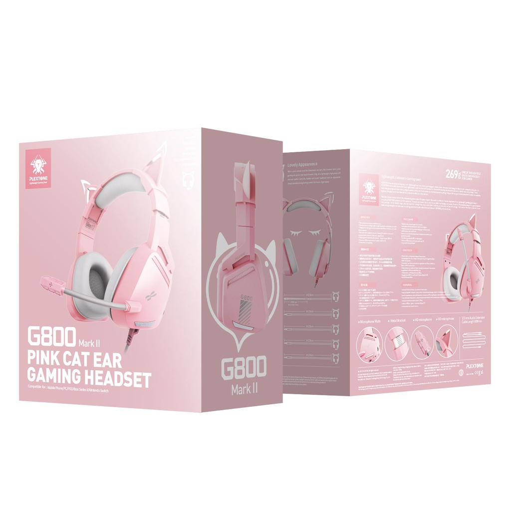 Tai nghe chơi game PLEXTONE G800Ⅱ jack cắm 3.5mm hình chữ l có nút điều khiển âm lượng và micro có thể thu vào