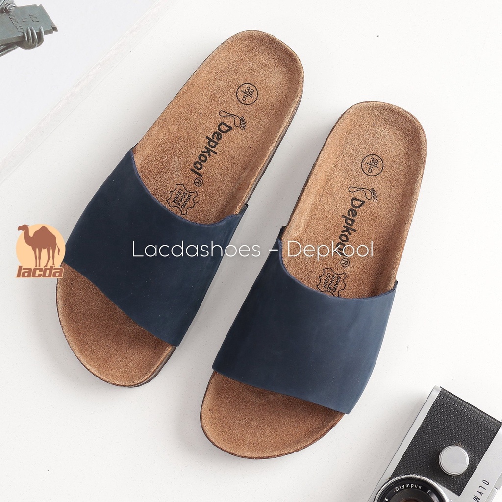 Dép bảng to đế trấu birken da bò thật unisex nam nữ