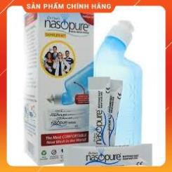 Bộ dụng cụ rửa mũi xoang NASOPURE (gồm Bình xịt 8oz ~ 240ml và 4 gói muối x 3.75g) (Made in USA)