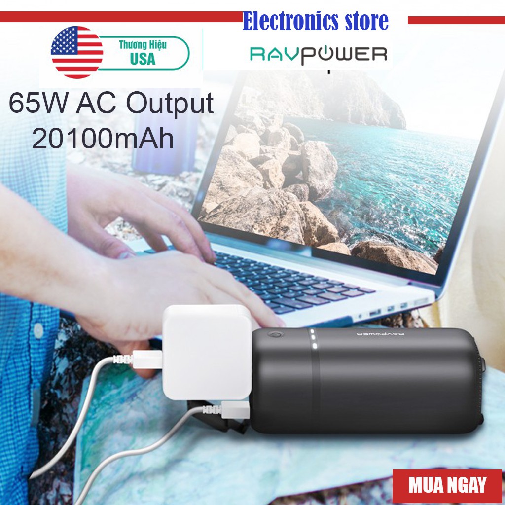 Pin Sạc Dự Phòng Cho Laptop RAVPower 20100mAh RP-PB105 - Thương hiệu USA- HÀNG CHÍNH HÃNG