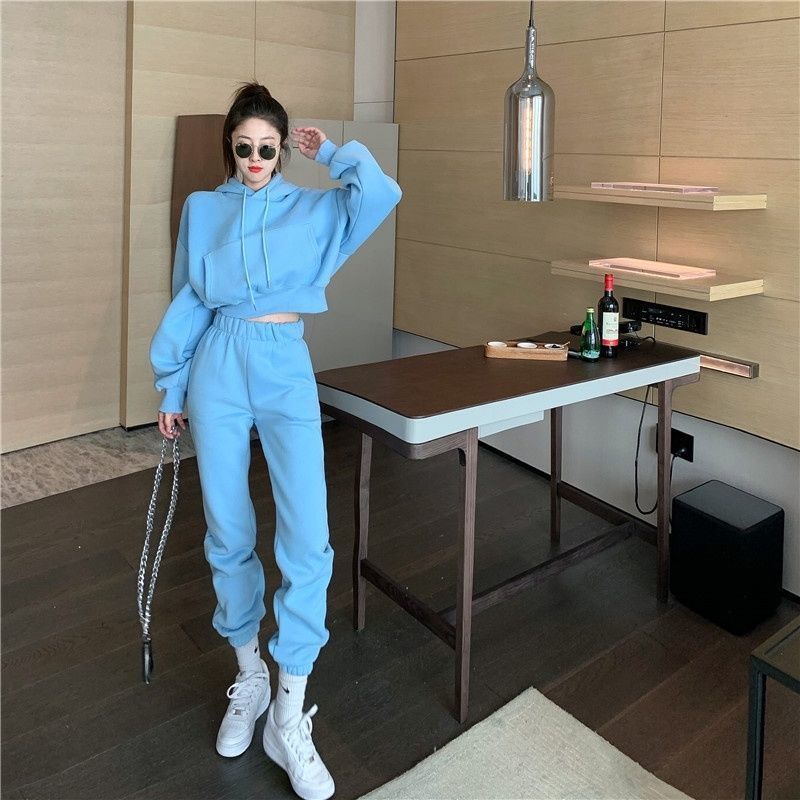 Bộ Đồ Thể Thao Hai Mảnh Lót Lông Cừu Dày Phong Cách Chanel Phong Cách Phương Tây Thời Trang Thu Đông Cho Nữ