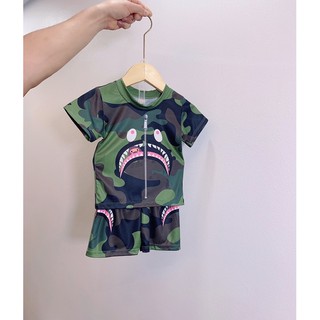 Bộ cộc tay cá mập bape chất thun lạnh Size đại