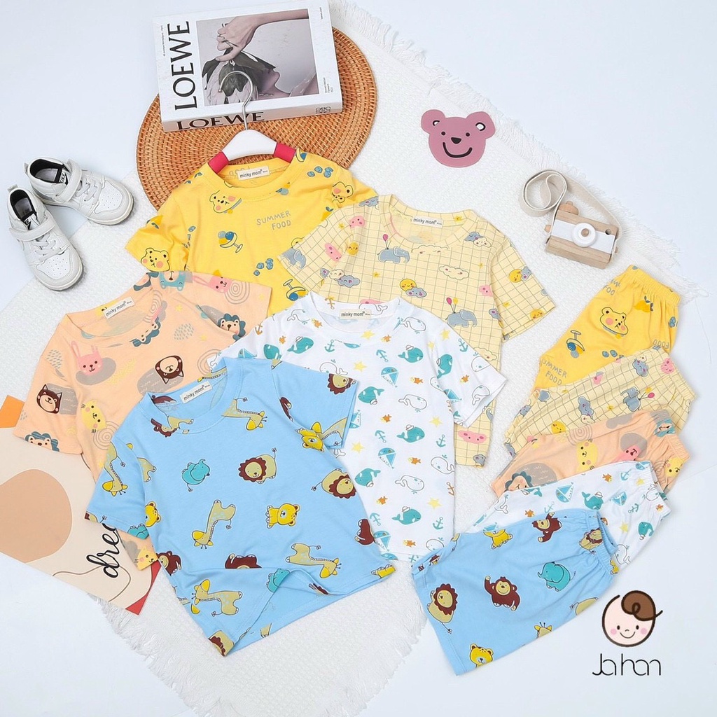 Bộ cộc tay thun lạnhcho bé MINKY MOM size 8-20kg
