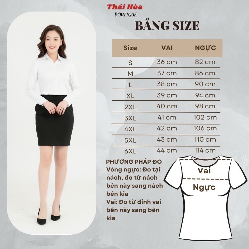 Áo sơ mi công sở nữ dài tay màu trắng đẹp kẻ caro vải cotton Thái Hòa 65-01