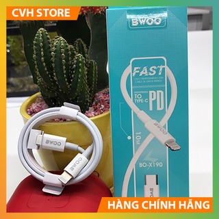 Cáp sạc nhanh PD + truyền dữ liệu C to Lightning cho iphone Bwoo X190, cáp sạc chính hãng