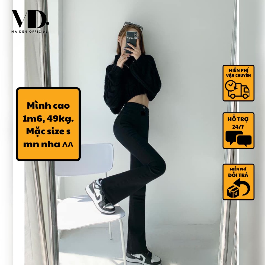 Quần Jean Ống Loe Cạp Cao Dáng Dài Siêu Hot Chất Mềm Co Giãn Nhẹ MD25 | BigBuy360 - bigbuy360.vn