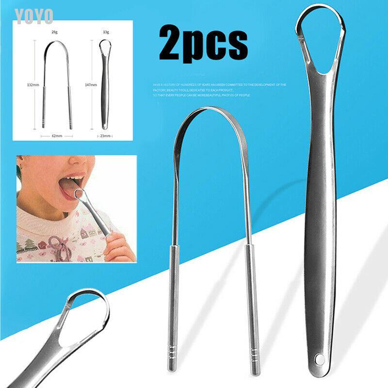 [Hàng mới về] Set 2 dụng cụ cạo lưỡi làm từ thép không gỉ chất lượng cao chuyên nghiệp