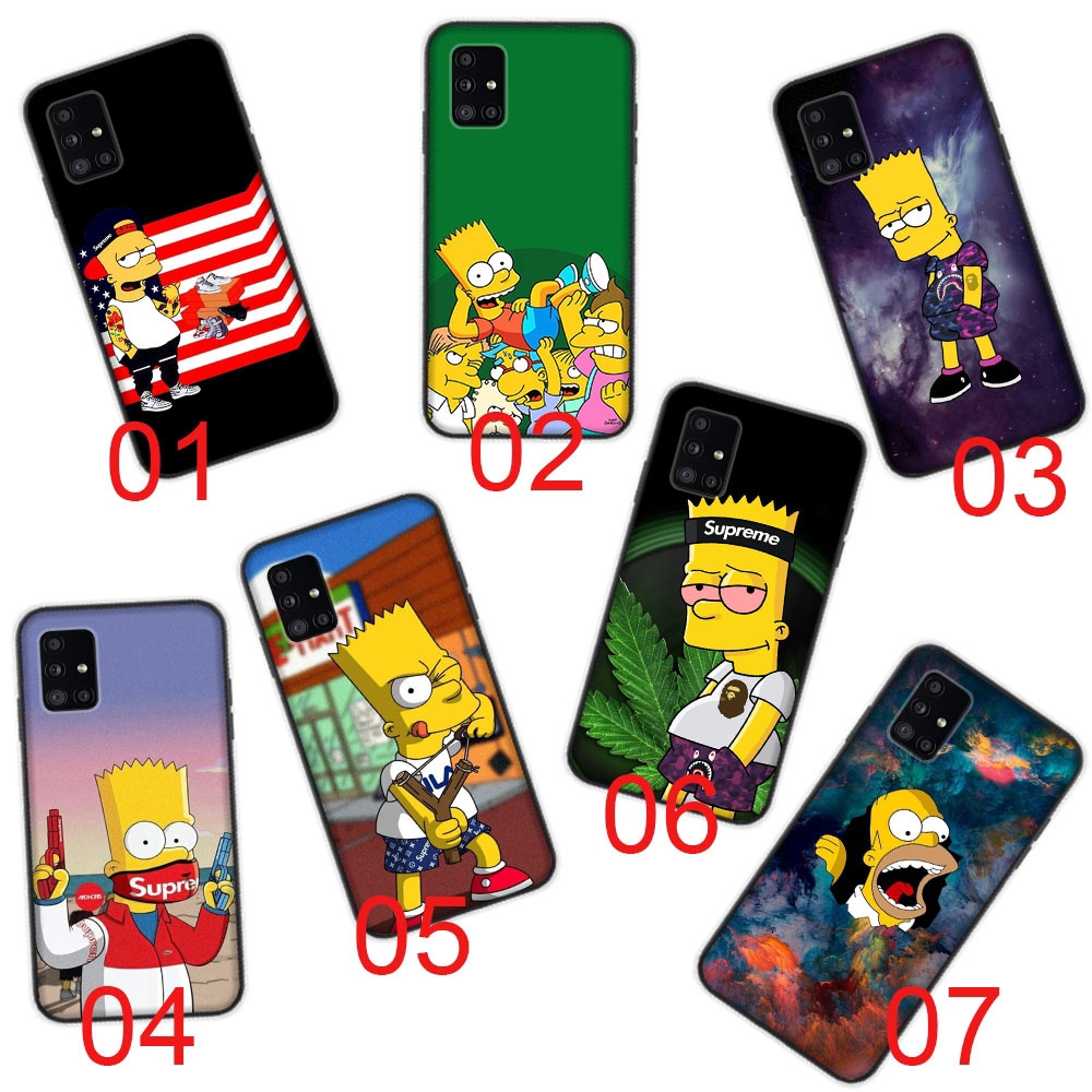 Ốp điện thoại mềm viền đen hình Bart Simpson cho Samsung Galaxy A11 A21 A41 A51 A71 A81 A91