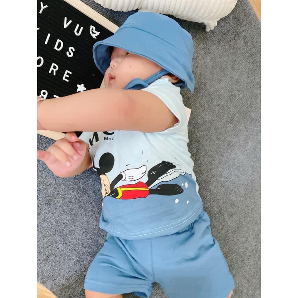 Bộ bá trai mùa hè chất cotton họa tiết mickey bơi cho bé