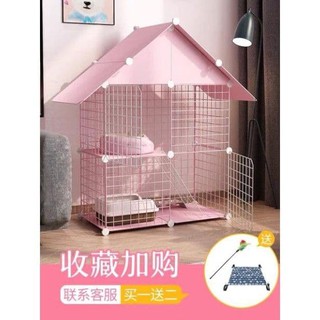 Bộ chuồng mèo 2 tầng có mái - Chuồng thú cưng lắp ghép - Chuồng lưới