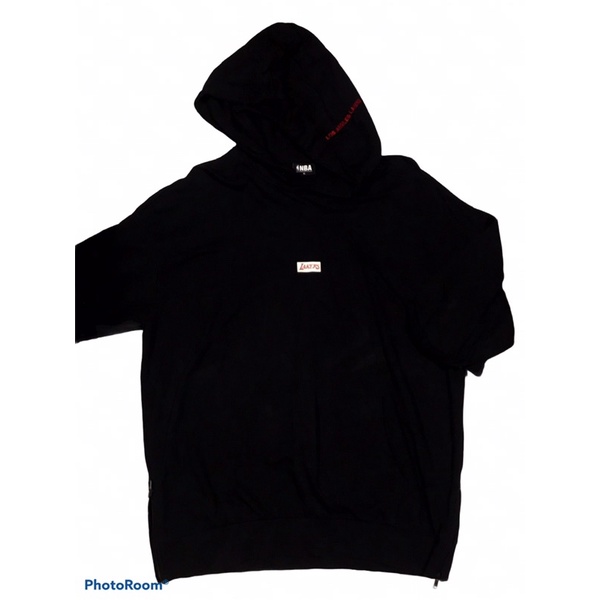 Áo khoác thun Hoodie ngắn  tay hiệu NBA Lakers màu đen size XL(76x64)