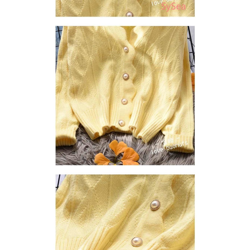 Áo Cardigan Dệt Kim Màu Sắc Ngọc Trai Phong Cách Hàn Quốc Cho Nữ