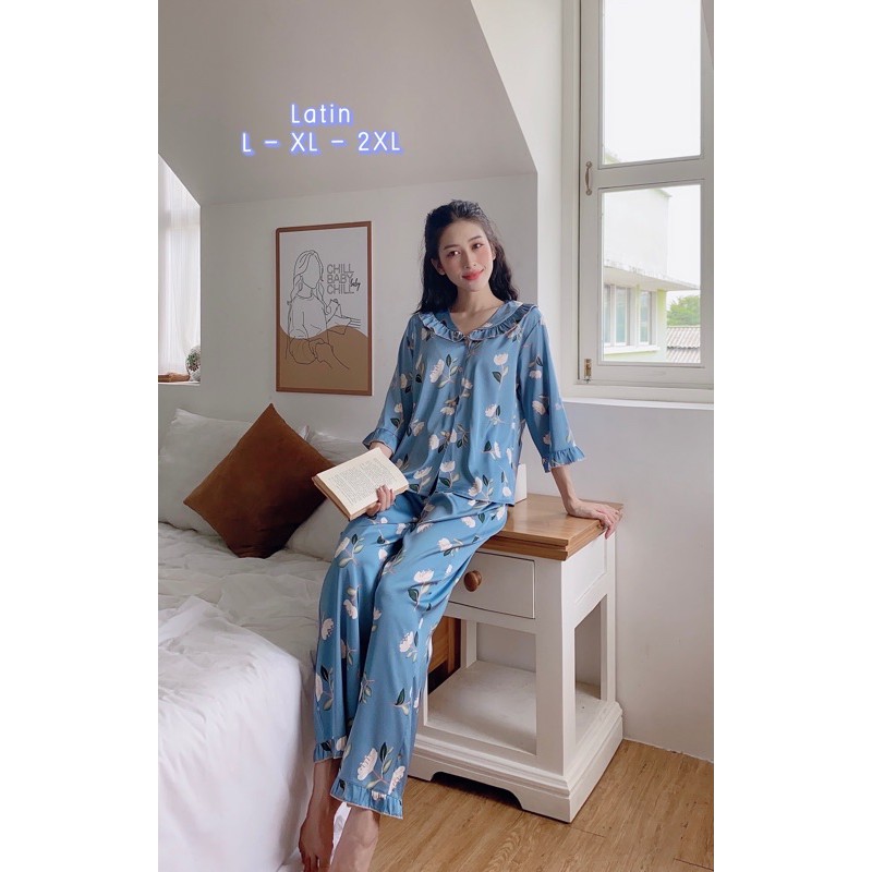Bộ lụa tơ LATIN cao cấp tay dài quần dài size to