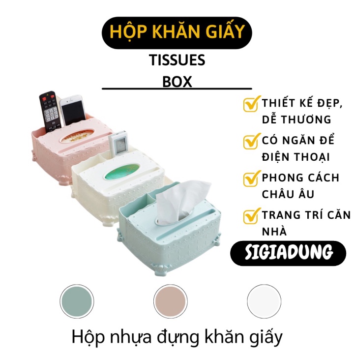 [SGD] Hộp Khăn Giấy Để Bàn - Hộp Đựng Giấy Ăn Có Ngăn Để Đồ Và Điện Thoại Tiện Dụng 8471