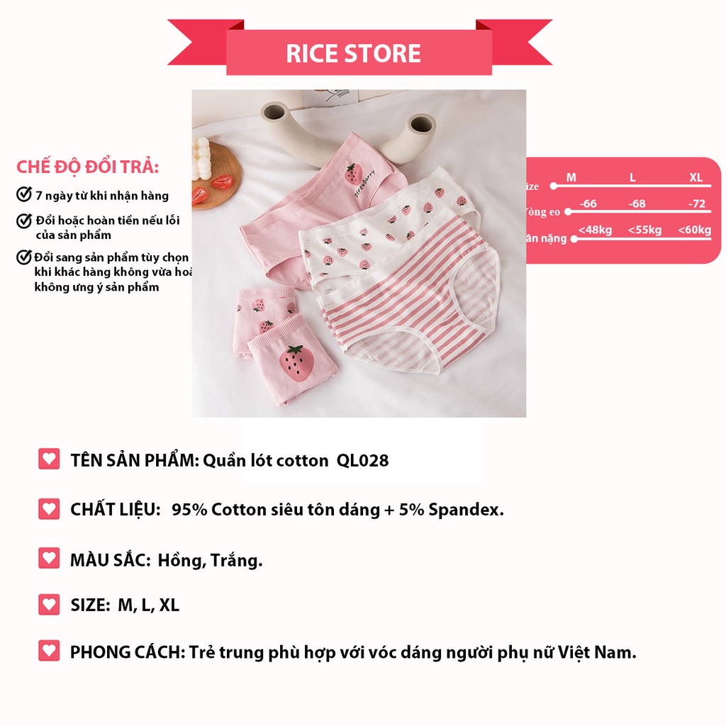 Quần lót nữ cotton cạp to cao cấp kháng khuẩn thông hơi KIMCHIBIKINI chip siêu đẹp dễ thương mềm mại thoáng mát QL028