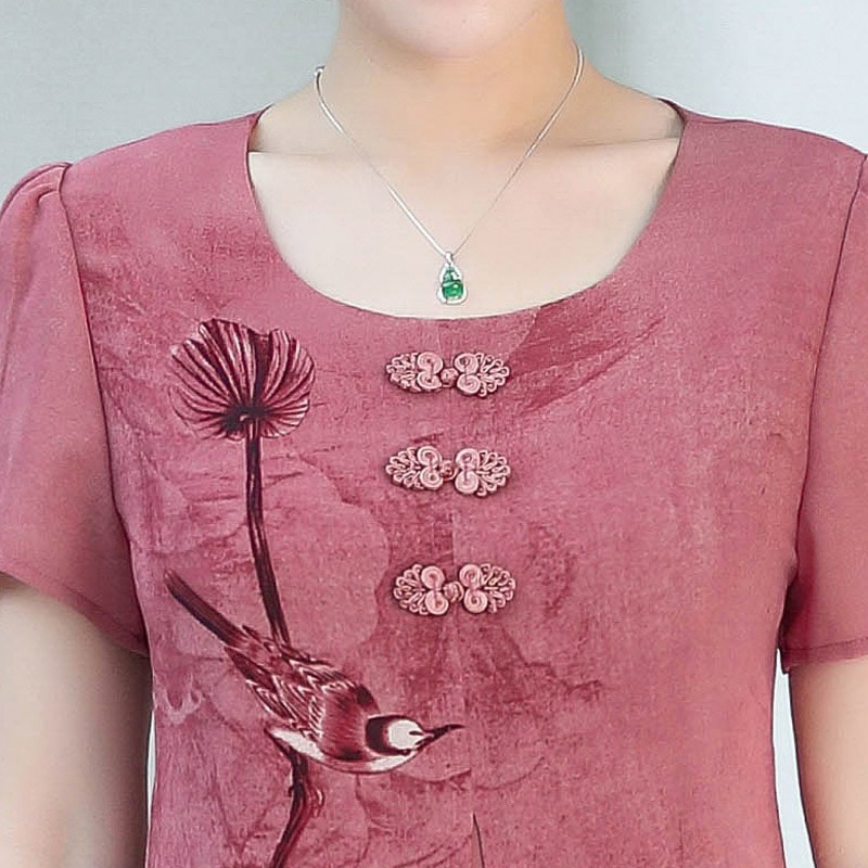 Váy Trung Niên Thiết Kế MAI THY, Mẫu Đầm Suông Tặng Mẹ Đi Tiệc Ngắn Tay Chất Voan Quảng Châu Cao Cấp | Thời Trang Nữ U50