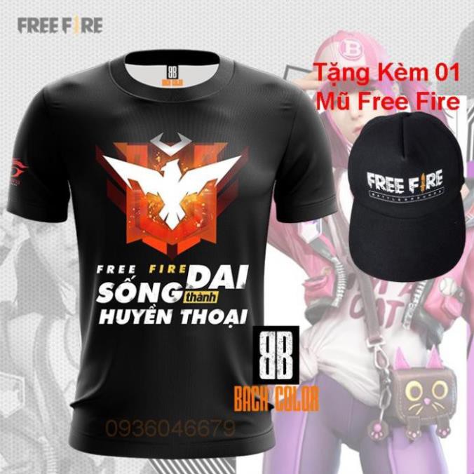 Áo Thun Free Fire Đen 3D Rank Huyền Thoại /uy tín chất lượng