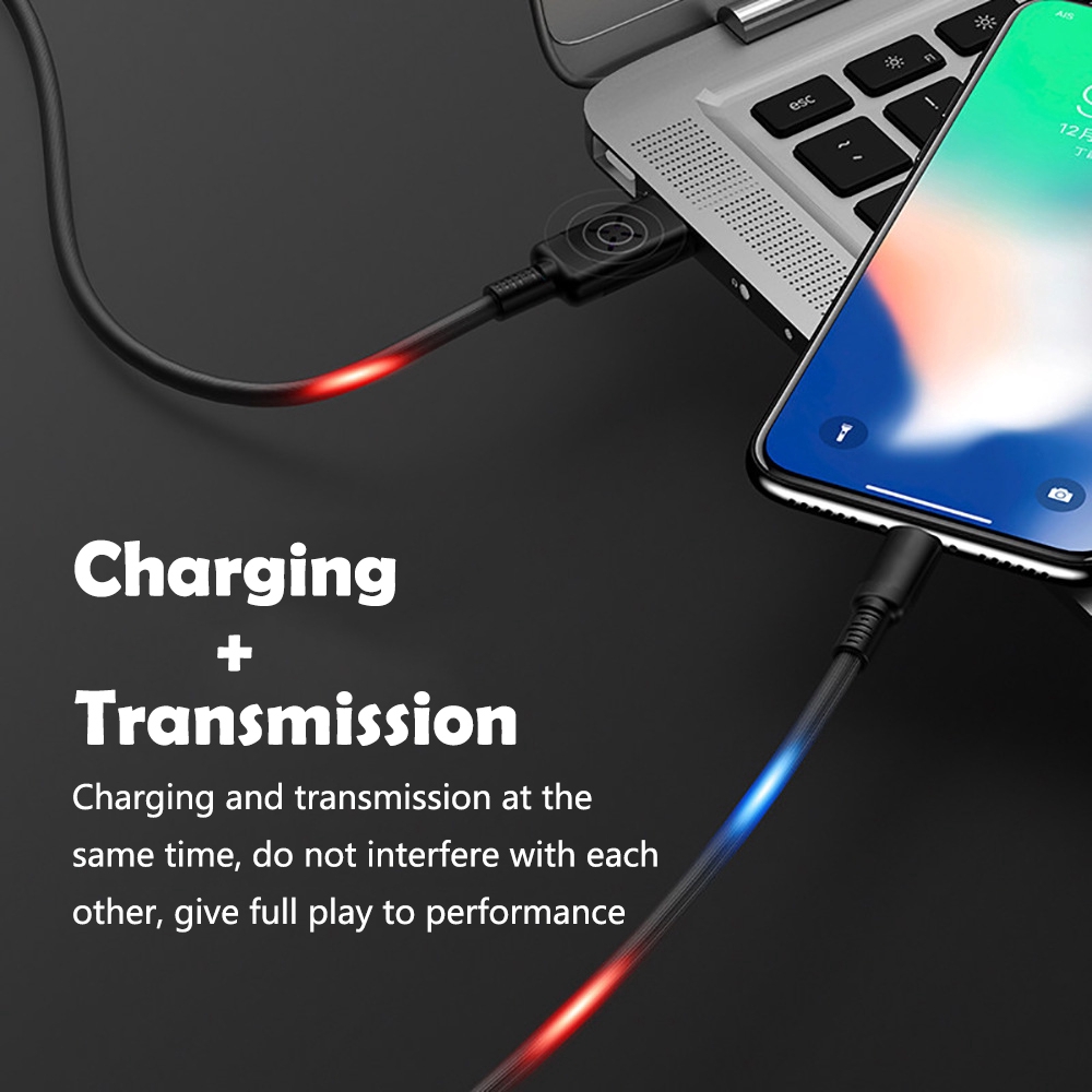 Cáp Sạc LED Sound Control Flash Micro USB Lightning Type C Music Fast Charging Cable