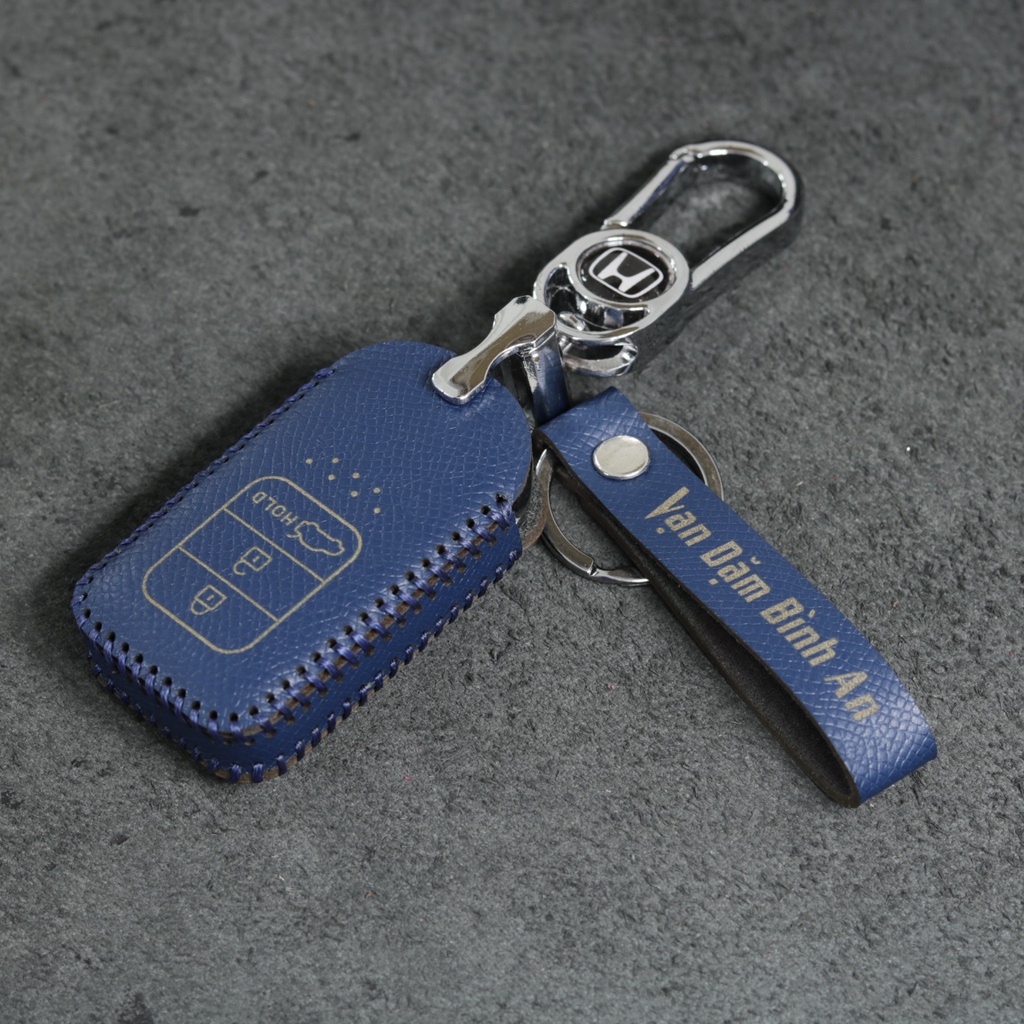 Bao da bọc ốp chìa khoá xe ô tô Honda City Civic 3 nút bấm da bò nhiều màu khâu thủ công Honda12CT