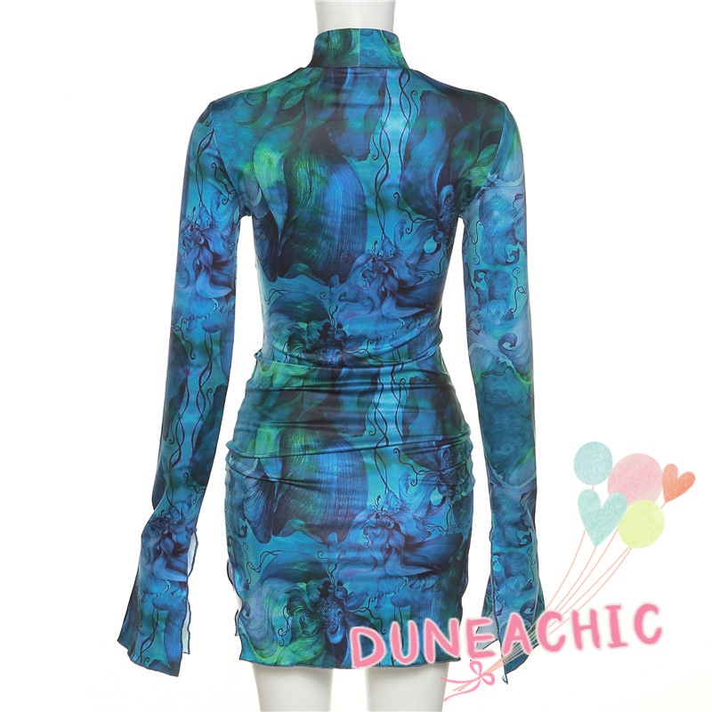 Đầm Tay Dài Cổ Cao Dáng Ôm Kẻ Sọc Thời Trang Xinh Xắn Cho Nữ