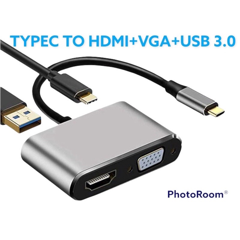 Bộ chuyển đổi USB Type-C sang HDMI, VGA, usb, type c hỗ trợ đọc thẻ 4 trong 1 dành cho Laptop, táo, máy tính bảng.