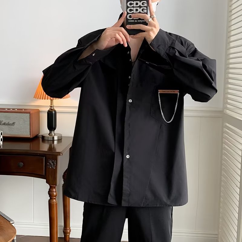 Áo Sơ Mi Tay Dài Màu Trơn Thời Trang Hàn Quốc Trẻ Trung Cho Nam