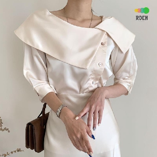 Đầm nữ cổ bẻ cài một hàng nút kiểu pháp thanh lịch màu sắc