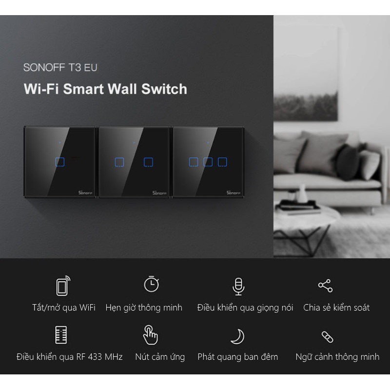 Công tắc Cảm ứng WIFI Sonoff T3EU/ US (Phiên bản mới 2019)