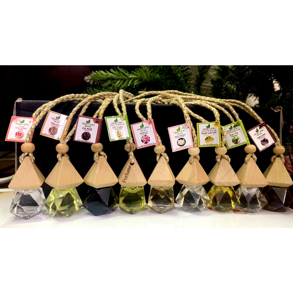 Tinh dầu TREO XE OTO :  SẢ CHANH,QUẾ, BẠC HÀ, HOA HỒNG, HOA LY,  CAFE.. nguyên chất thơm lừng