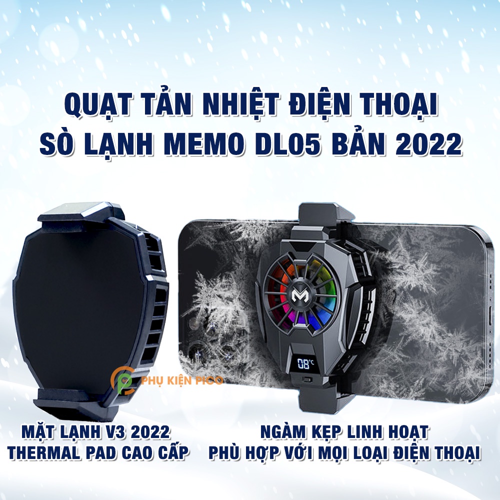 Quạt tản nhiệt điện thoại sò lạnh MEMO DL05/DL16/DL10/DLA5/X12 Pro Max/K4 Pro/S3/S8/X65/X60 Ultra/X42/X29/Funcooler 3