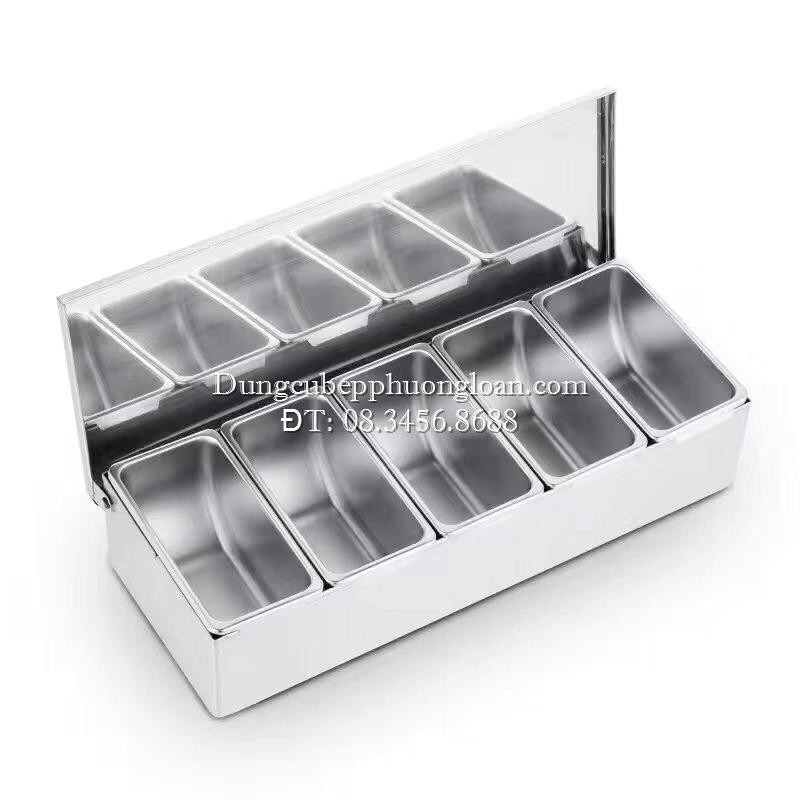 Hộp đựng gia vị Inox 4, 5, 6, 8 ngăn có nắp đậy