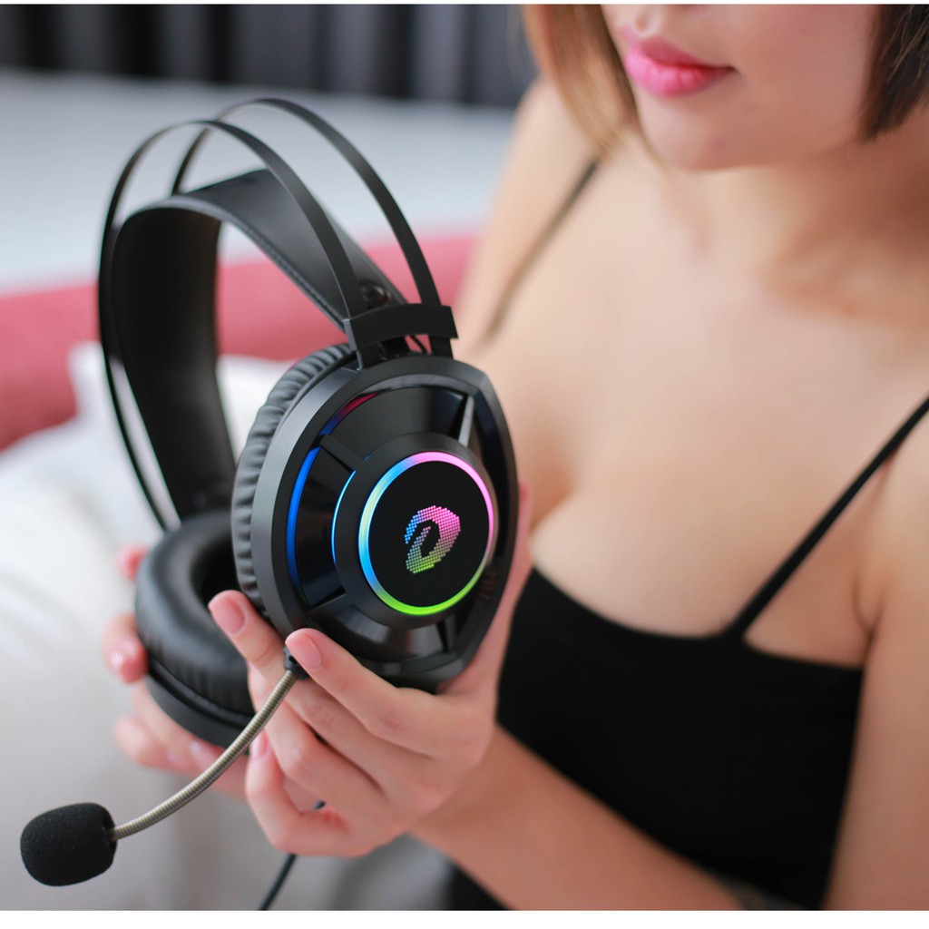 Tai nghe Dareu EH469 Pink Cat / Black 7.1 Surround LED RGB | BigBuy360 - bigbuy360.vn