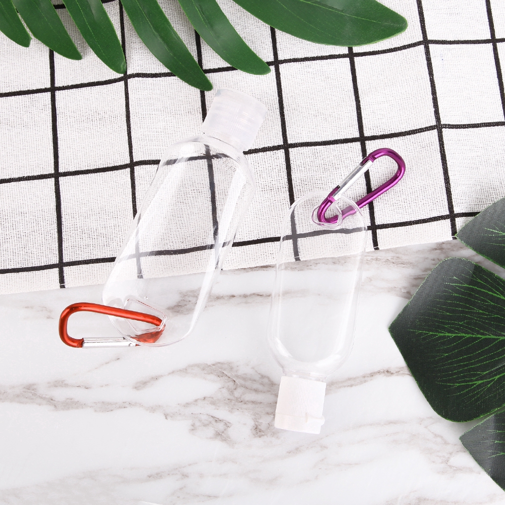 30/50ml Portable Reusable Empty Sanitizer Hook Bottles/ Mini Transparent Keychain Spray Bottle/ Leakproof Plastic Travel Bottling